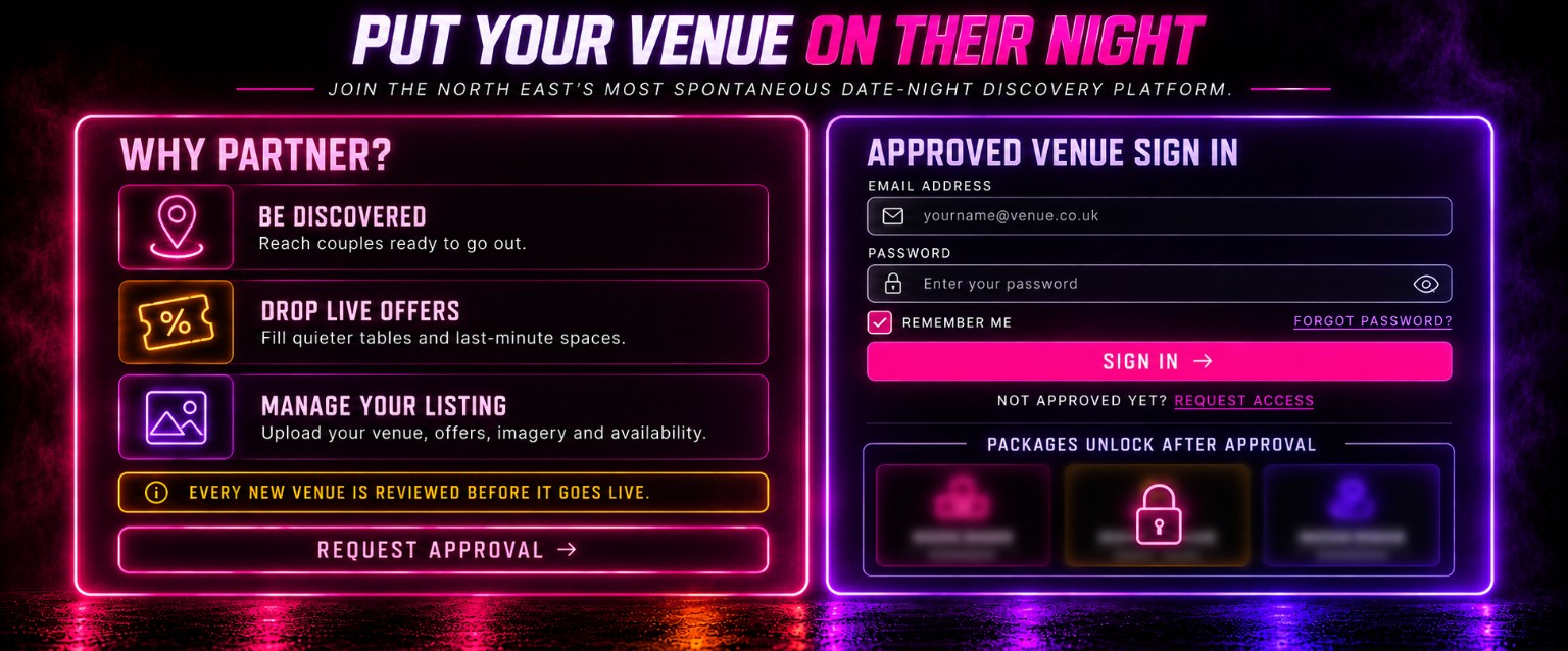 Venue partnership and approved venue sign in