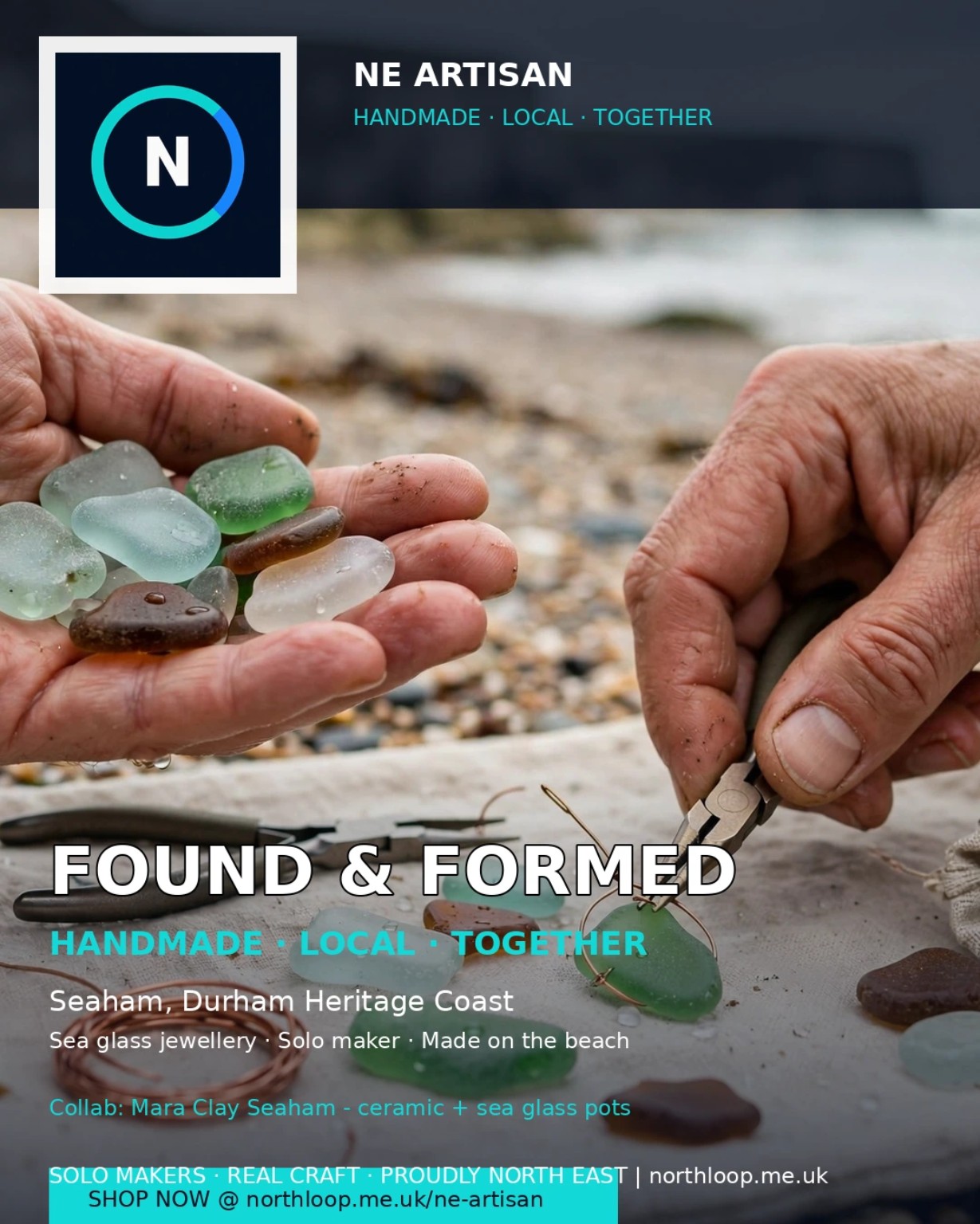 Sea glass jewellery maker at work